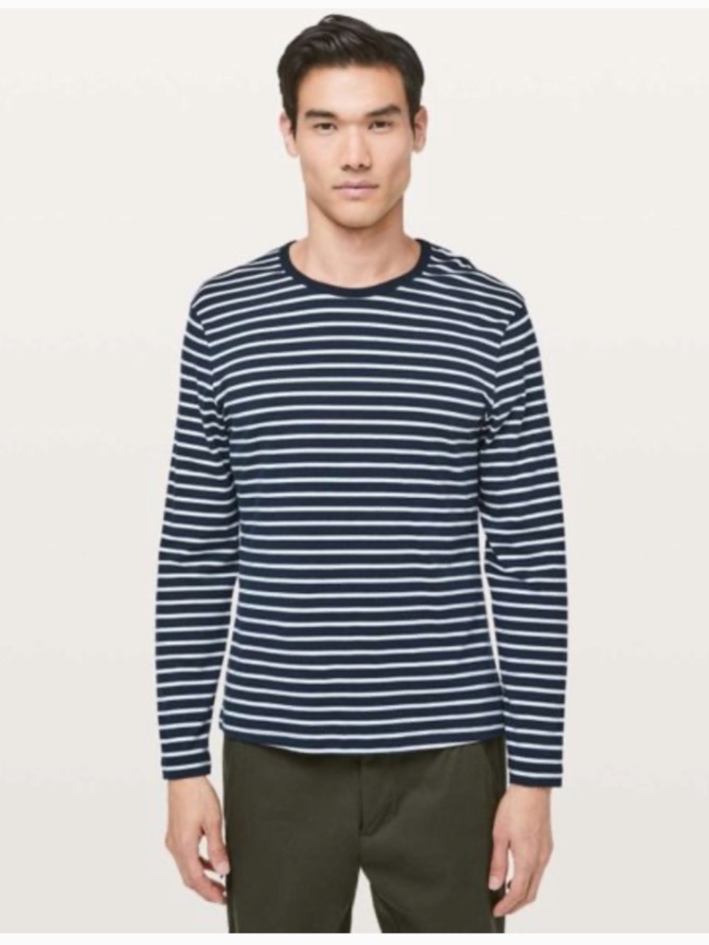 Lululemon 5 Year Basic Long Sleeve Yachtie Stripe Shirt Navy and White
